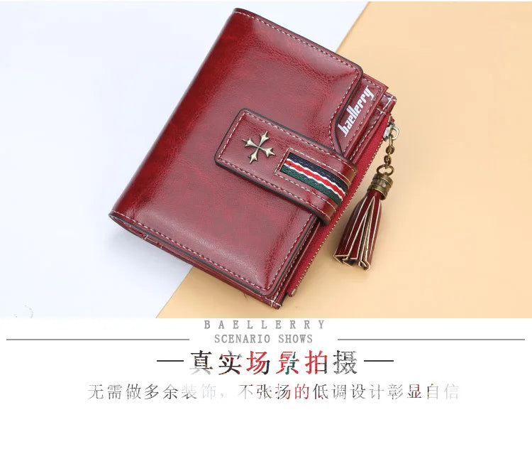 Fashion Small Leather Wallet for Women — Stylish Zipper & Hasp Card Holder, High-Quality Short Credit Card Purse