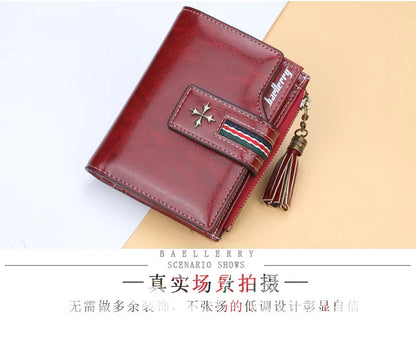 Fashion Small Leather Wallet for Women — Stylish Zipper & Hasp Card Holder, High-Quality Short Credit Card Purse