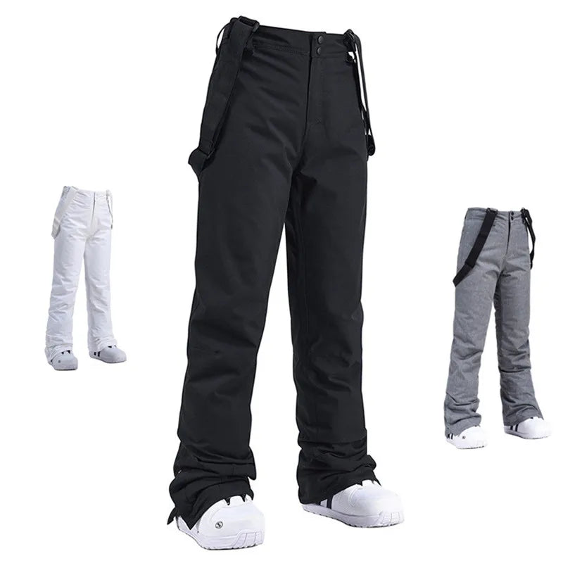 Men & Women Winter Ski Pants – Windproof Waterproof Snowboard Suspender Trousers Thick Warm Plus Size