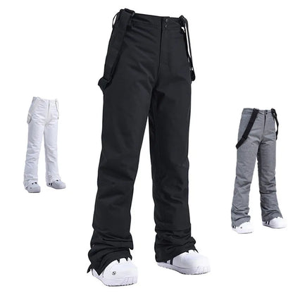 Men & Women Winter Ski Pants – Windproof Waterproof Snowboard Suspender Trousers Thick Warm Plus Size