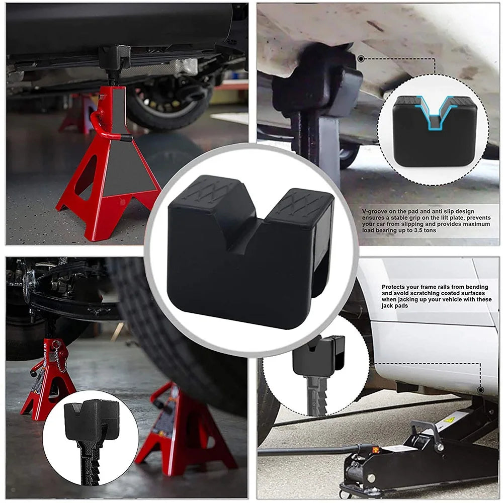 Car Lift Jack Support Stand Rubber Pads - Slotted Floor Frame Rail Adapter and Wheel Dolly Repair Tools for Lexus, Subaru, Fiat, Volvo