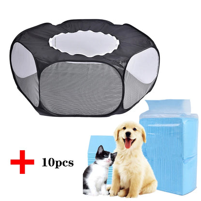 Portable Transparent Small Pet Cage – Foldable Playpen Tent for Hedgehogs, Dogs, Hamsters, Rabbits & Guinea Pigs