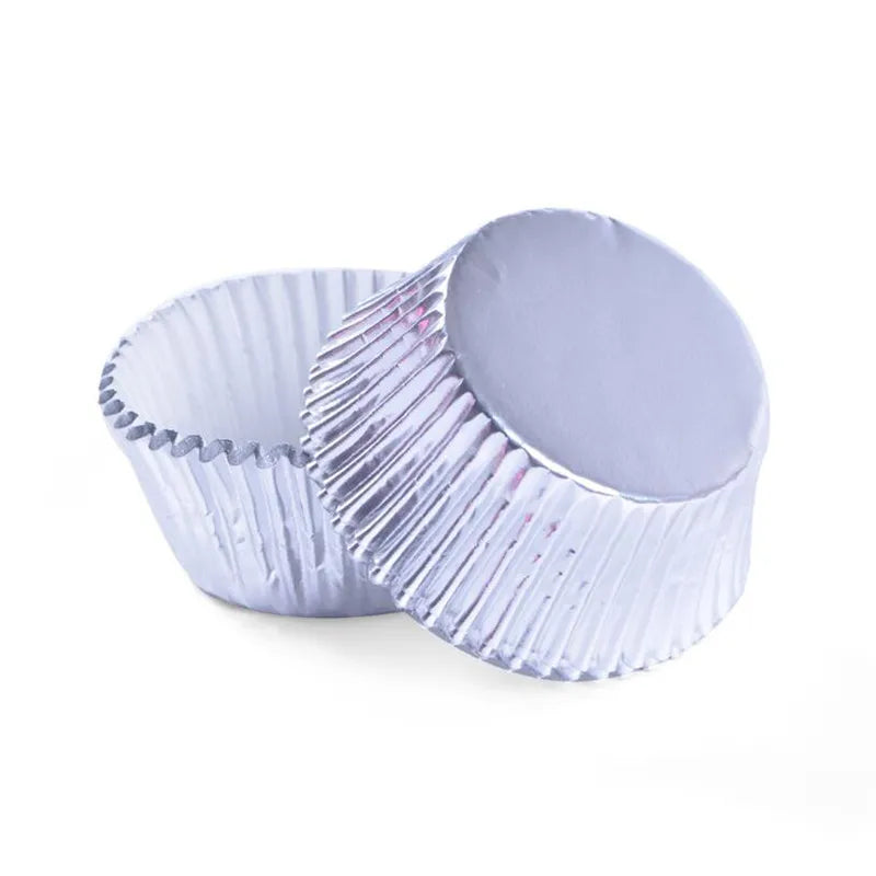 100PCS Gold Foil Tulip Cupcake Liners – Colorful Baking Muffin Wrappers for Weddings, Parties & Dessert Decor