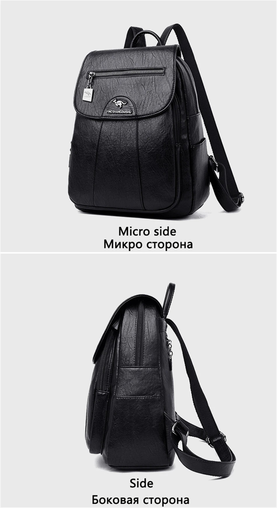 Women's Backpack 2022 - High-Quality Soft Leather, Large Capacity, Leisure Travel & School Bag for Teenage Girls - Black Mochila