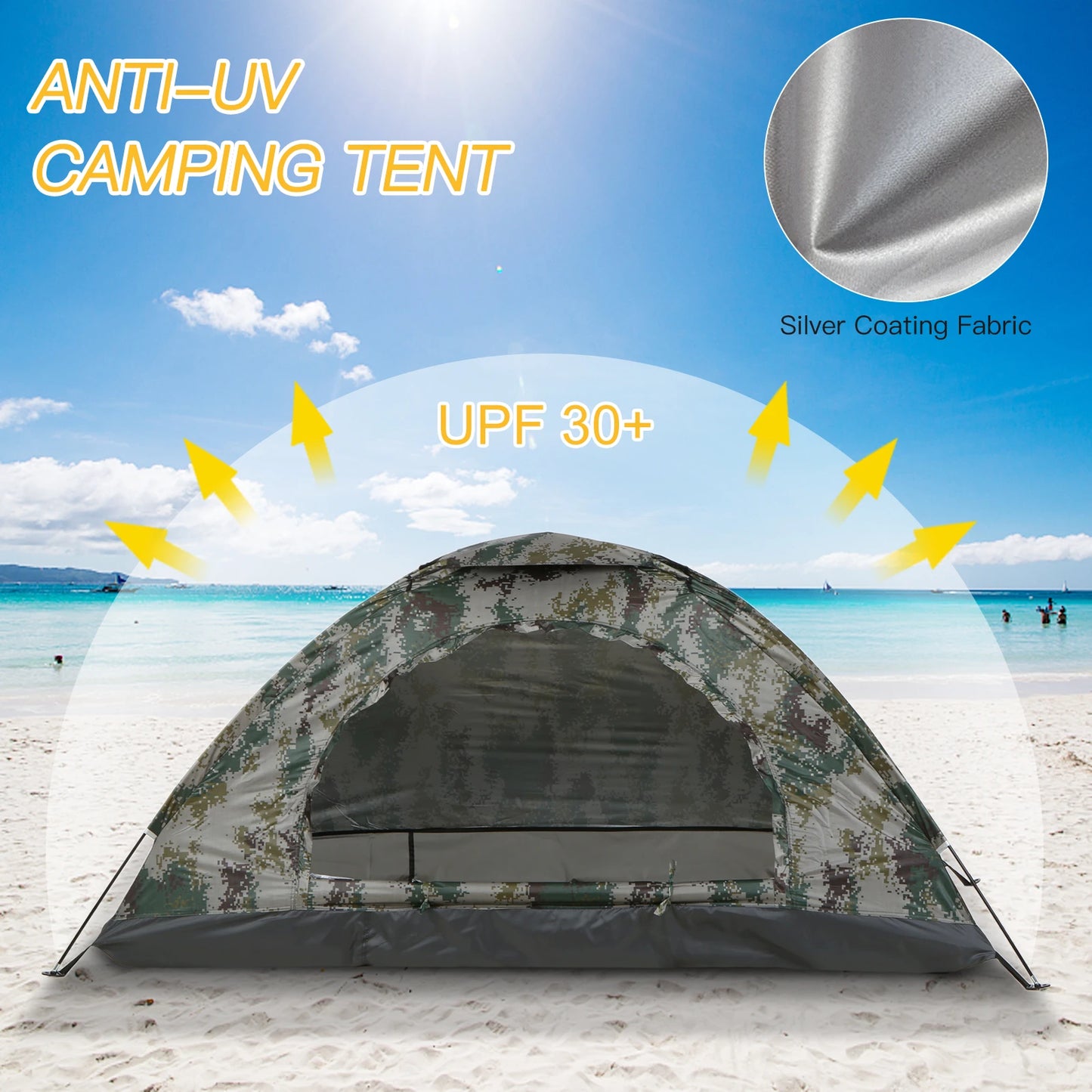 Tomshoo Ultralight Camping Tent – 1/2 Person Single Layer Portable Hiking Tent, Anti-UV Coating UPF 30+ for Outdoor, Beach, and Fishing Use
