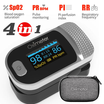KIUZOU Finger Pulse Oximeter – SPO2, PR, PI, RR Blood Oxygen Saturation & Heart Rate Monitor, OLED Display