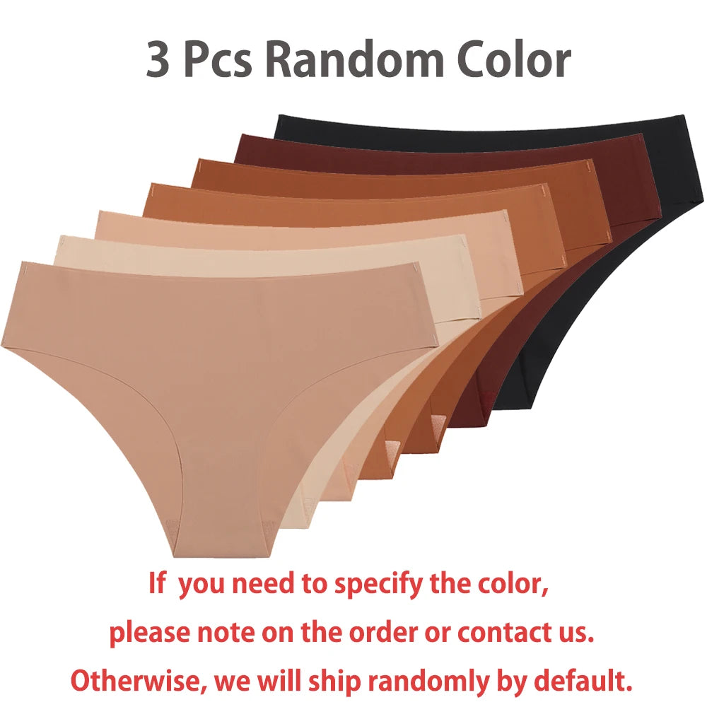 3PCS Seamless Silk Panties for Women – Breathable Low Waist Invisible Briefs, Soft & Sexy Underwear Set