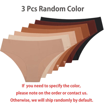 3PCS Seamless Silk Panties for Women – Breathable Low Waist Invisible Briefs, Soft & Sexy Underwear Set