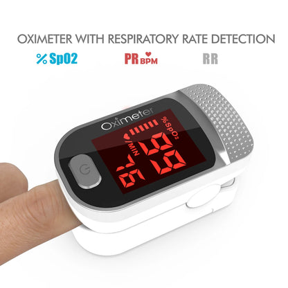 KIUZOU Finger Pulse Oximeter – SPO2, PR, PI, RR Blood Oxygen Saturation and Heart Rate Monitor with OLED Display