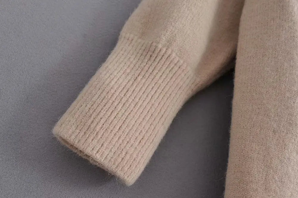Women’s Solid Color Loose Thick Warm Sweater Cardigan – V Neck Knitted Coat with Pockets, Casual Spring/Autumn Tops C-124