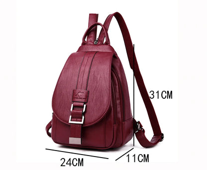 Multifunctional Women's Leather Backpack - Casual Style for Teen Girls, School and Travel Bagpack, Ladies' Chest Bag Sac