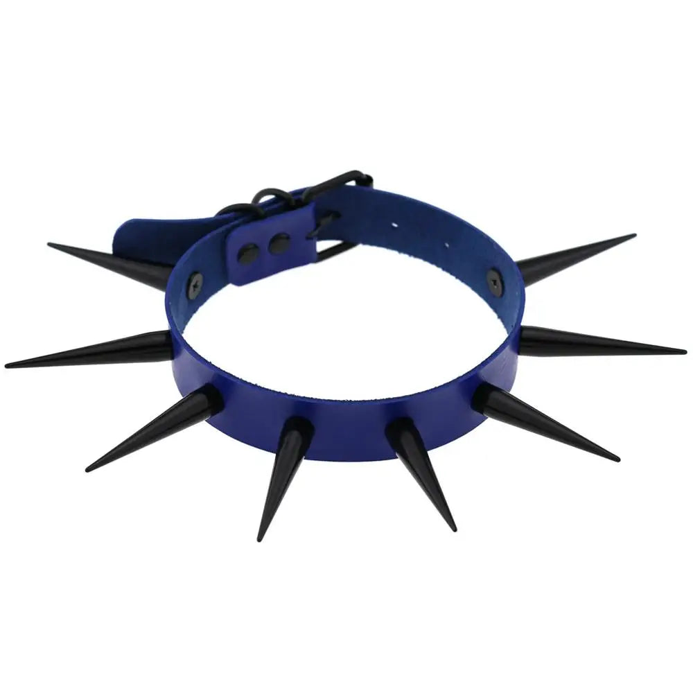 Big Long Spiked Choker Collar – Cool Punk Necklace for Women & Men, Metal Rave Festival Goth Jewelry