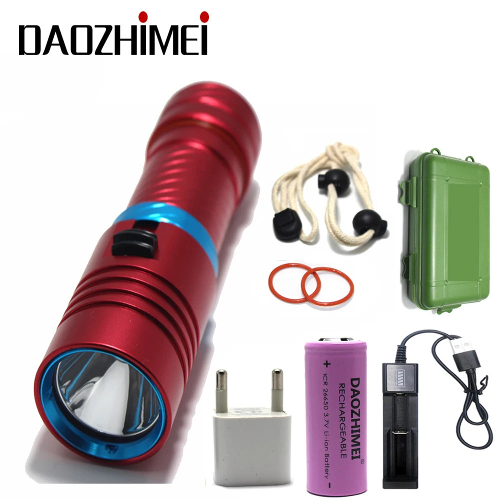 IPX8 Waterproof Diving Flashlight - 100M Underwater Professional Dive Light