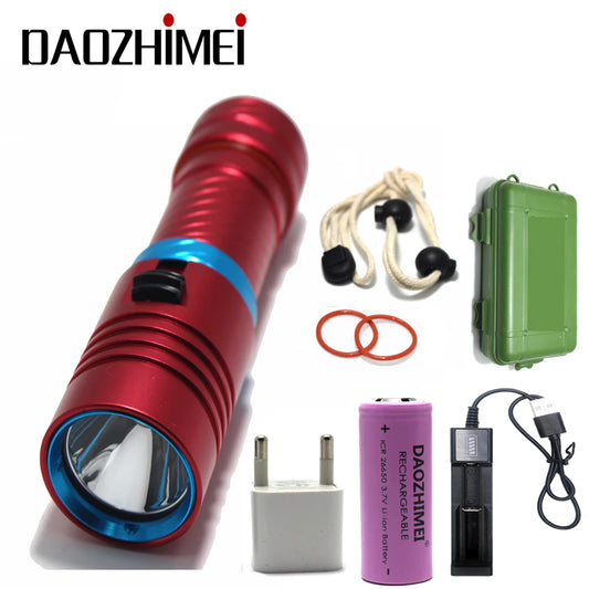 IPX8 Waterproof Diving Flashlight - 100M Underwater Professional Dive Light