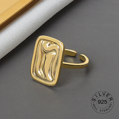 925 Sterling Silver Women’s Open Wave Ring – Irregular Wide Noodle Design Gift
