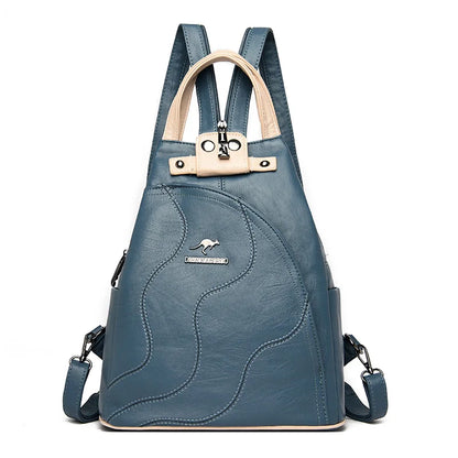 Women's Leather Zipper Backpack - Chest Bag Travel Pack, Ladies' School Bagpack for Teenage Girls, Sac A Dos
