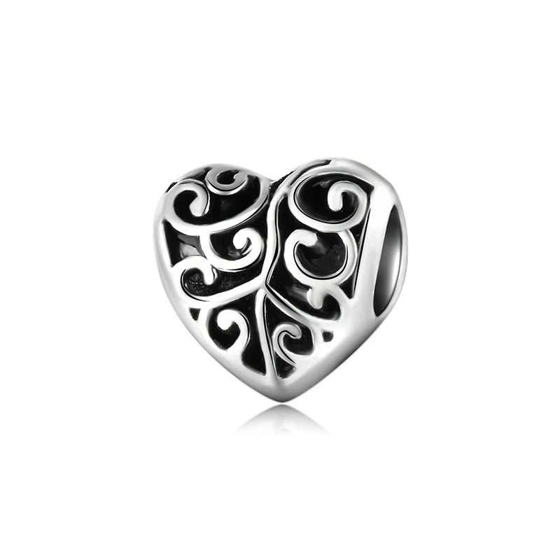 Original Alloy Bead Family Love Heart Pendant Charm - Mom & Dad DIY Jewelry for Pan Bracelets & Necklaces