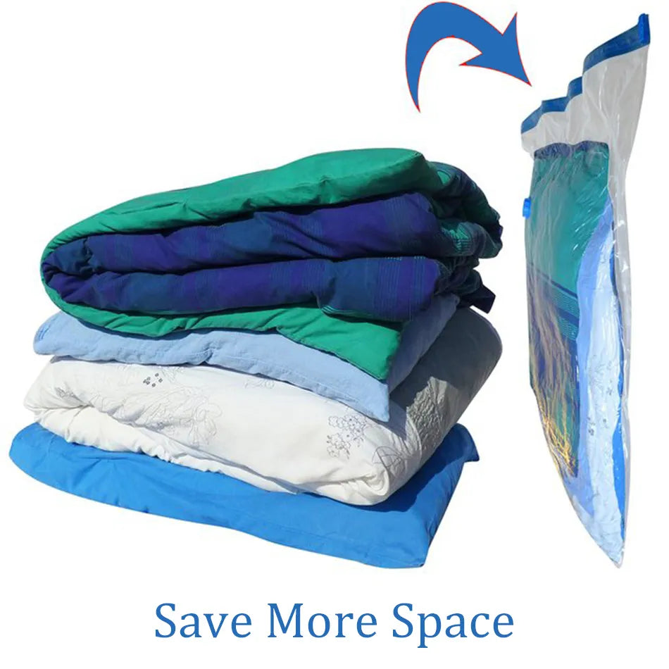 4-Pack Vacuum Storage Bags - Space-Saving Compression Bags for Travel, Clothes, Pillows, Bedding, Home Closet Organizer with Seal Zipper