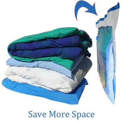 4-Pack Vacuum Storage Bags - Space-Saving Compression Bags for Travel, Clothes, Pillows, Bedding, Home Closet Organizer with Seal Zipper