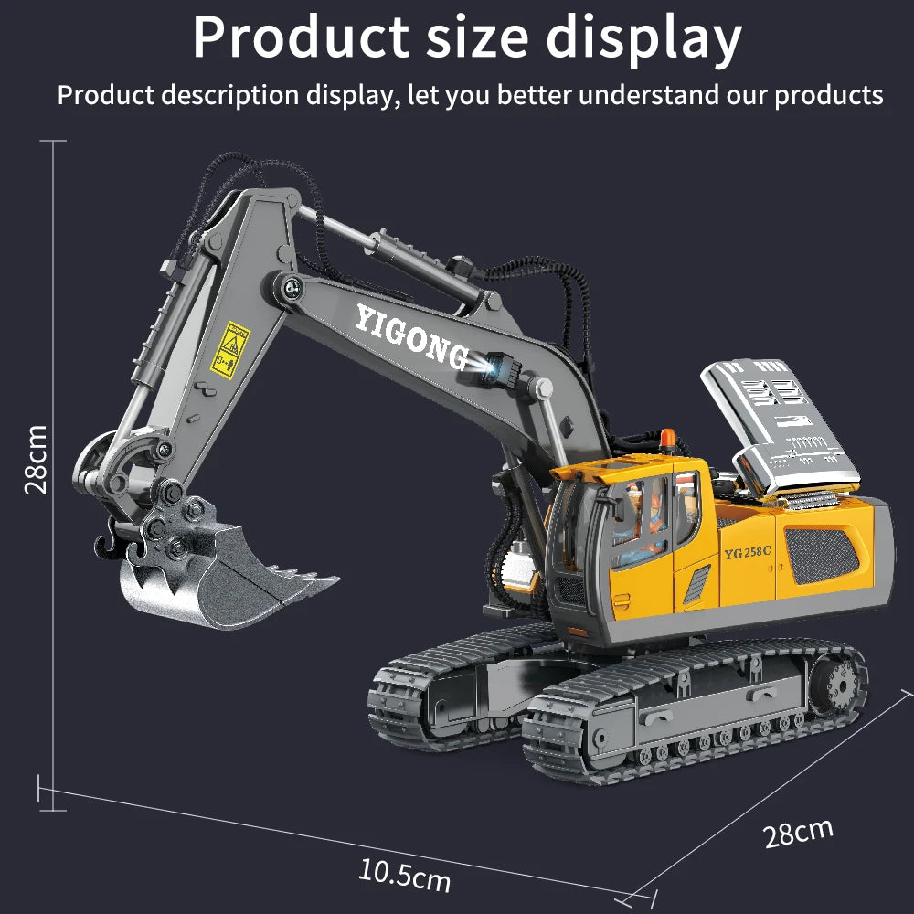 2.4G RC Excavator & Dump Truck Toy – Alloy & Plastic Construction Vehicle Model for Kids