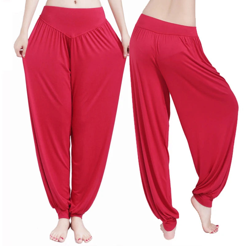 Women's Modal Dance Pants – Loose-Fit Wide-Legged Leotards for Latin & Yoga Practice, Soft Home Trousers N24