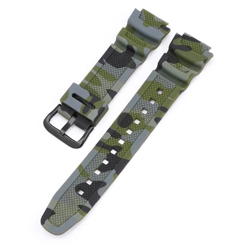 18mm Camouflage Silicone Watch Strap for Casio G-Shock AQ-S810W AE-1000W AE-1200/1300 SGW-300 W-215 F-108 - Sport Replacement Band