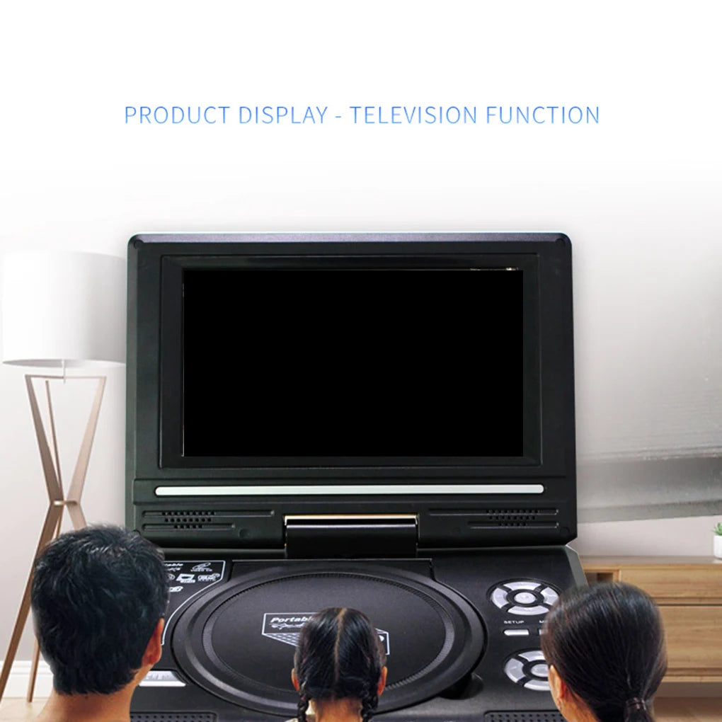 7.8" Portable DVD Player with 270° Swivel Screen & Remote Control – CD Disc Compatible, Home Theater, Multi-Region Plug (US/EU/UK/AU)