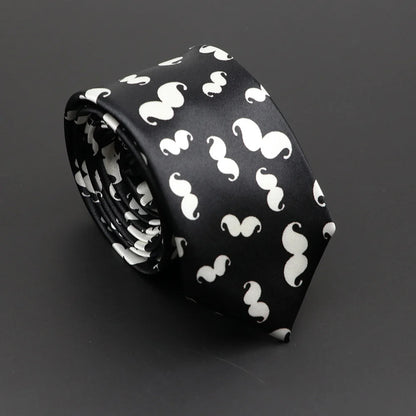 Musical Notes Slim Necktie - Silky Piano & Guitar Print Tie for Men & Women, Elegant Fashion Gift