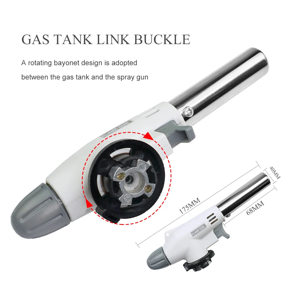 Welding Gas Torch Flame Gun - Butane Auto-Ignition Burner for Soldering, Cooking, Heating, Blowtorch Lighter