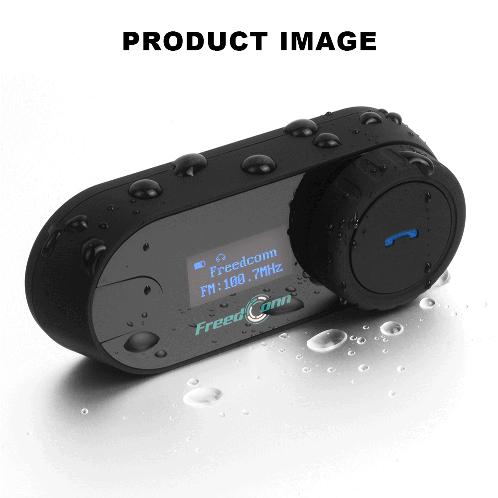 FreedConn Bluetooth Motorcycle Intercom Helmet Headset - Wireless Motorbike Interphone with LCD Screen & FM Earphone