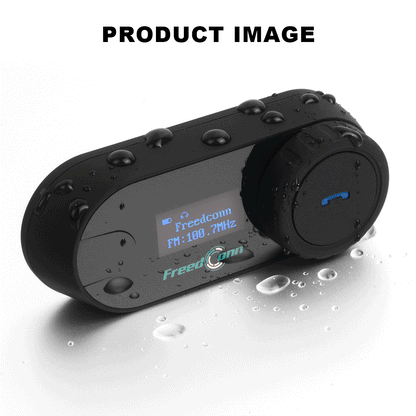 FreedConn Bluetooth Motorcycle Intercom Helmet Headset - Wireless Motorbike Interphone with LCD Screen & FM Earphone