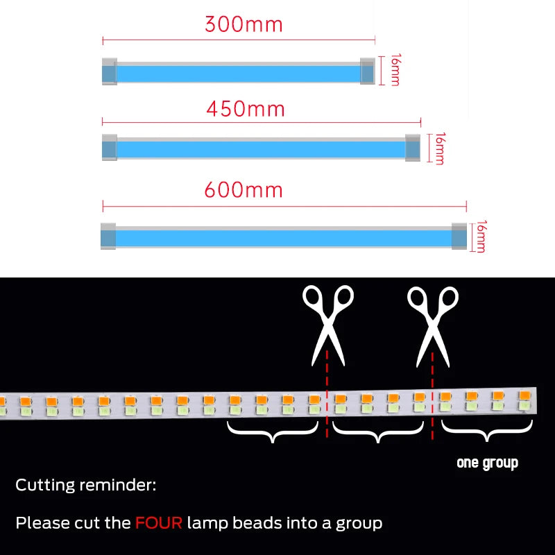 2pcs LED DRL Car Daytime Running Light - Flexible Waterproof Strip with White Daytime Running and Yellow Turn Signal/Brake Flow Lights - 12V Auto Headlights