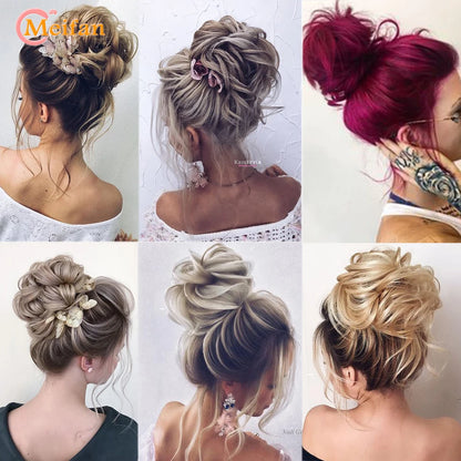 MEIFAN Synthetic Chignon Hair Bun – Elastic Rubber Band Clip-In Updo Ponytail Hair Extension for Women