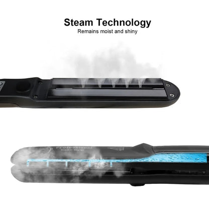 Professional Steam Hair Straightener – Ceramic Vapor Flat Iron, 450℉ Heat & Argan Oil Treatment Hair Care Tool