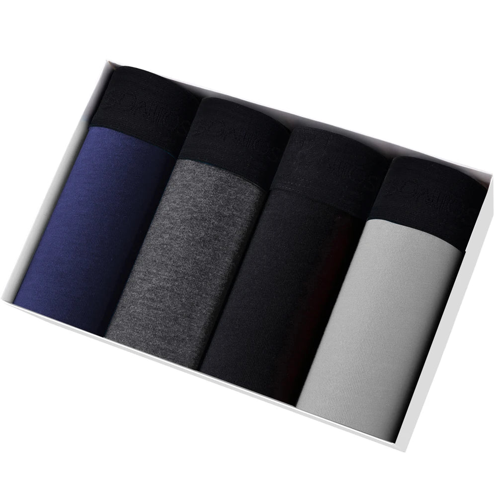 4pcs Men Cotton Boxer Shorts - Soft Comfortable Male Underwear Briefs Couple Boxers Set