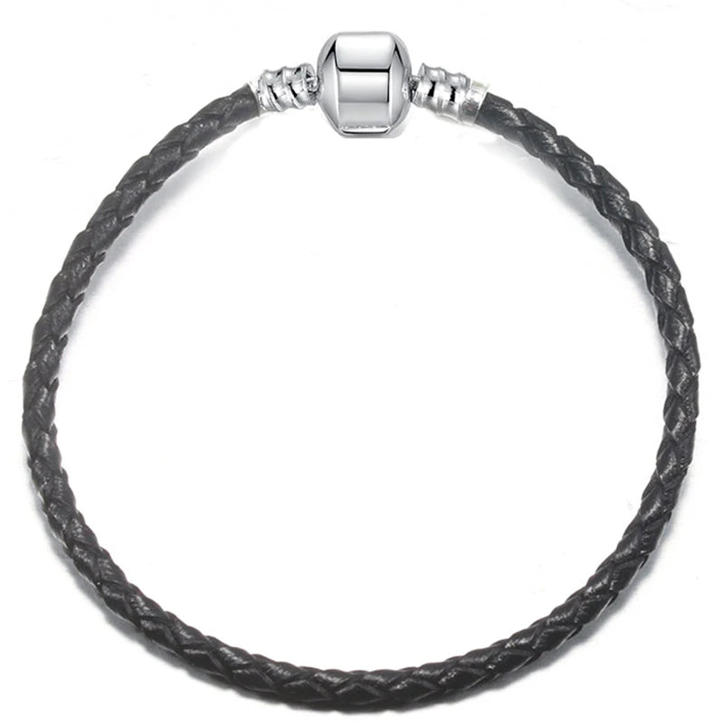 BAOPON 9-Color Leather Charm Bracelet - DIY Chain Jewelry Gift for Women & Girls