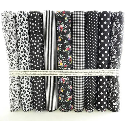 African Ankara Cotton Fabric - 9-Piece 50x50CM Floral Patchwork Sewing Tilda Cloth Fabric Set