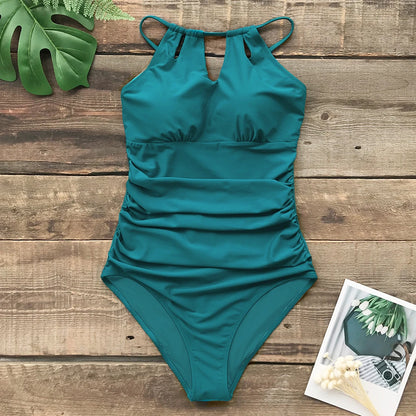 CUPSHE Lace-Up Back One-Piece Swimsuit – Sexy Cut-Out Backless Monokini Swimwear for Women, 2023 Beach & Bathing Suit