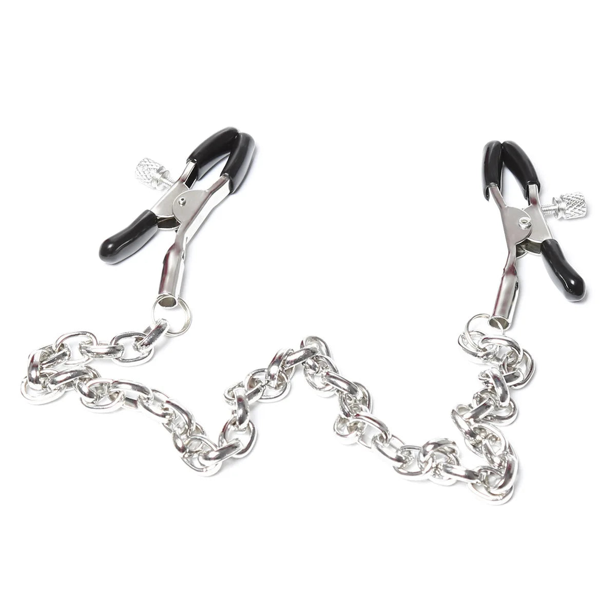 Metal Nipple Clamps with Chain - Adjustable Adult Fetish Jewelry for BDSM and Sensory Play