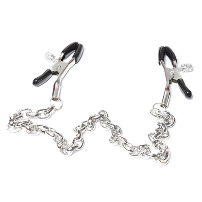 Metal Nipple Clamps with Chain - Adjustable Adult Fetish Jewelry for BDSM and Sensory Play