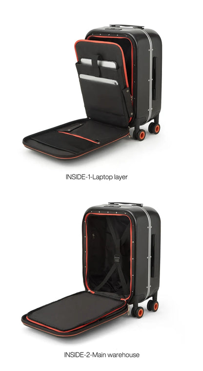 Mixi Aluminum Frame Carry-On Suitcase — Patent Design Rolling Luggage for Cabin, 18/20/24 Inch M9260