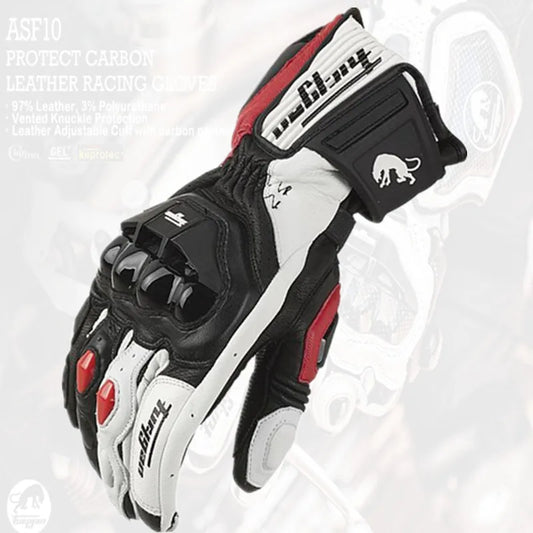 Motorcycle Gloves AFS6 AFS10 AFS18 - Leather Windproof Motocross Mittens with Touch Screen, Men's Protective Motorbike Gloves