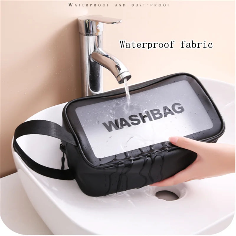 Portable Travel Wash Bag for Women: Transparent Waterproof Makeup Storage Pouch - Large Capacity Cosmetic Organizer Beauty Case