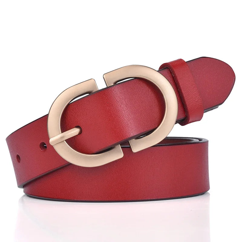 VATLTY Women's Leather Belt – Authentic Cowhide with Golden Alloy Buckle, Jeans & Trousers Belt (ZK105)