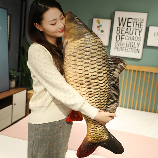30-100CM Realistic Fish Plush Toy – Soft Tilapia, Carp & Bream Stuffed Pillow, Bed Cushion, Creative Home Decor & Gift