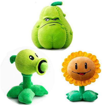 30cm Plants vs. Zombies Plush Toys - Soft Peashooter, Squash, and Sunflower Stuffed Dolls for Kids and Game Fans
