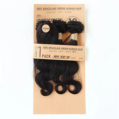 Kinky Curly Human Hair Bundles with Closure – Short Indian Hair Bundles with Circular Closure