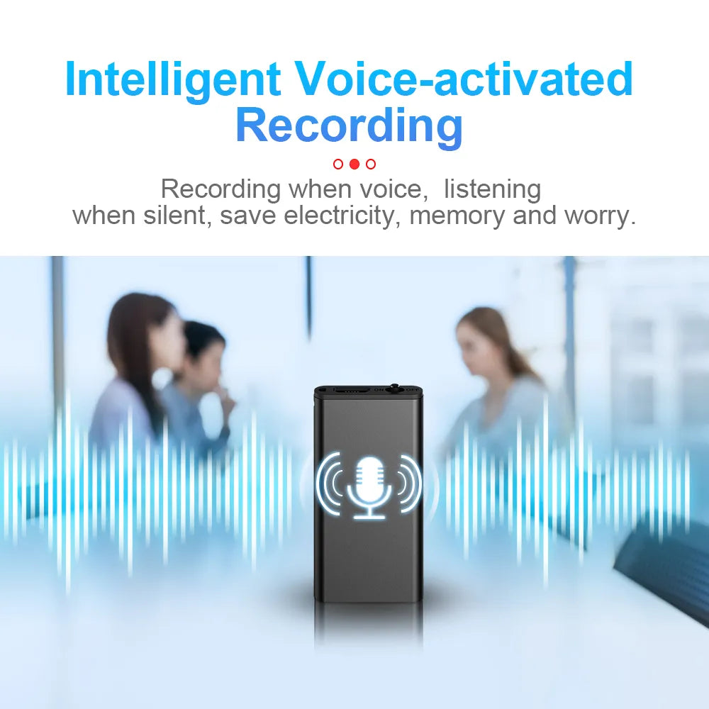 Ultra-Thin Mini Voice Recorder - 4-32GB Digital Sound Activated Dictaphone with Noise Reduction - 8GB MP3 Player Included