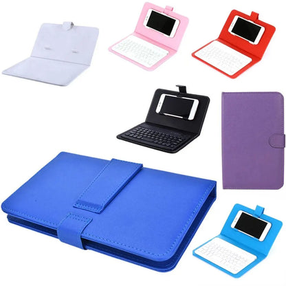 Mini Wireless Bluetooth Keyboard for iPhone, Huawei, Xiaomi, Tablets - Portable Mobile Phone Gaming Keyboard with PU Case Support