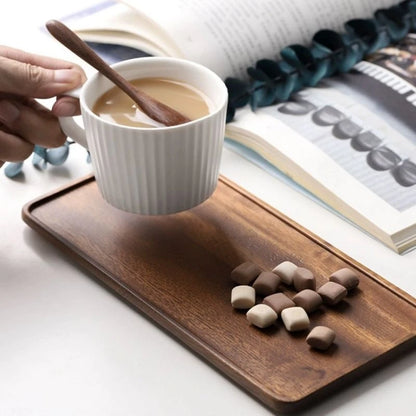 Natural Wooden Rectangular Tray — Fruit & Snack Serving Plate for Home, Hotel, Food Storage, and Decor